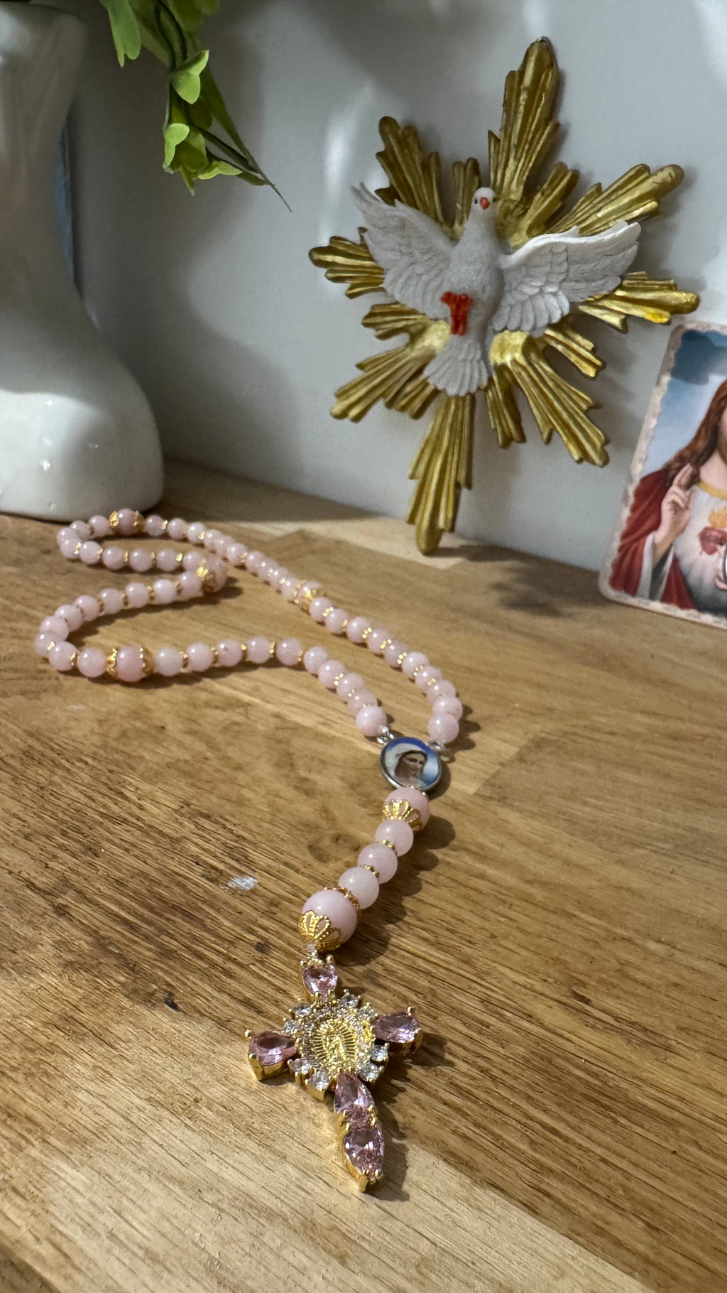 CHAPELET EN QUARTZ ROSE 💖