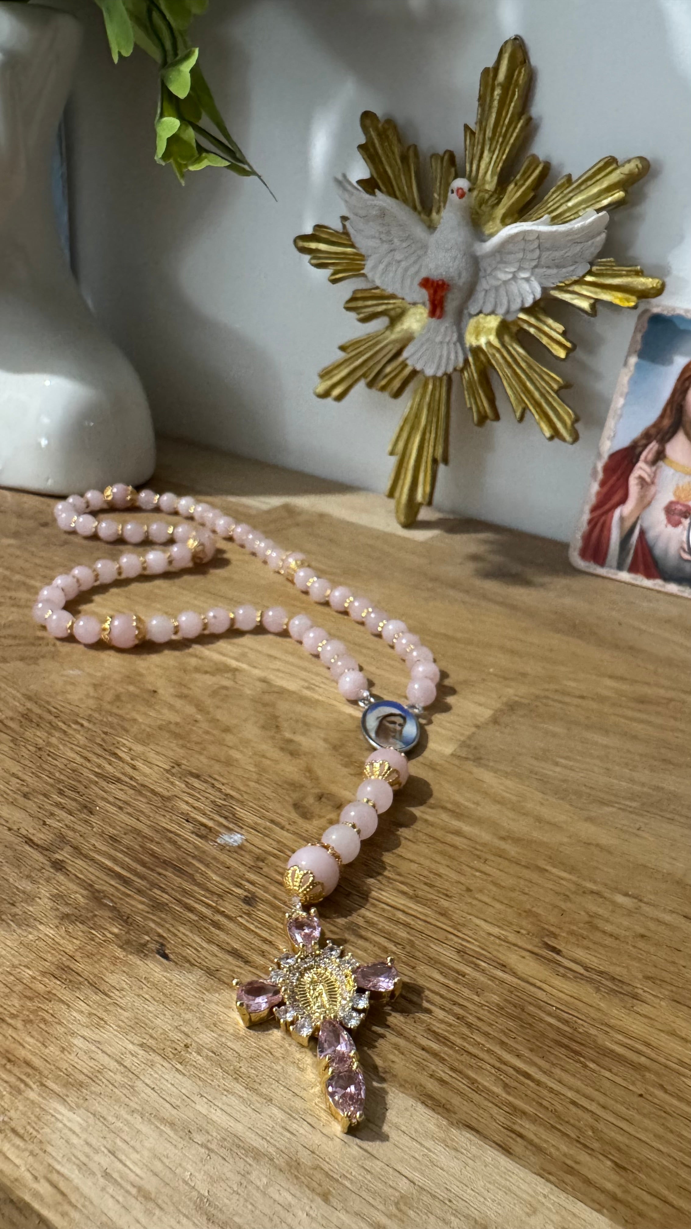 CHAPELET EN QUARTZ ROSE 💖