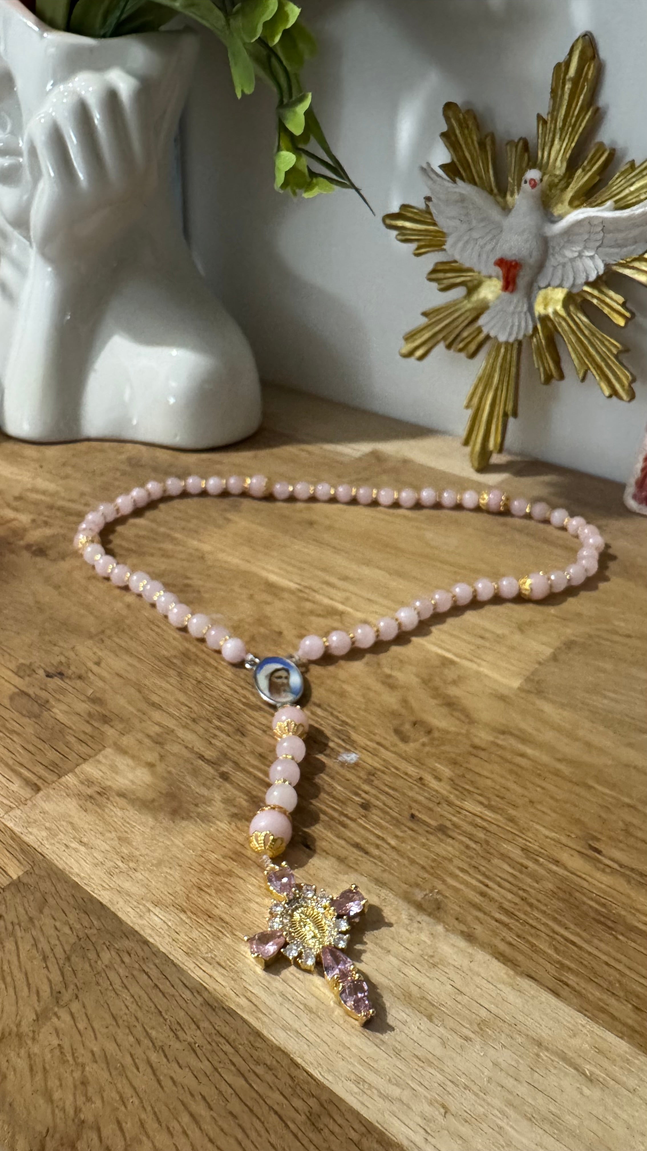 CHAPELET EN QUARTZ ROSE 💖