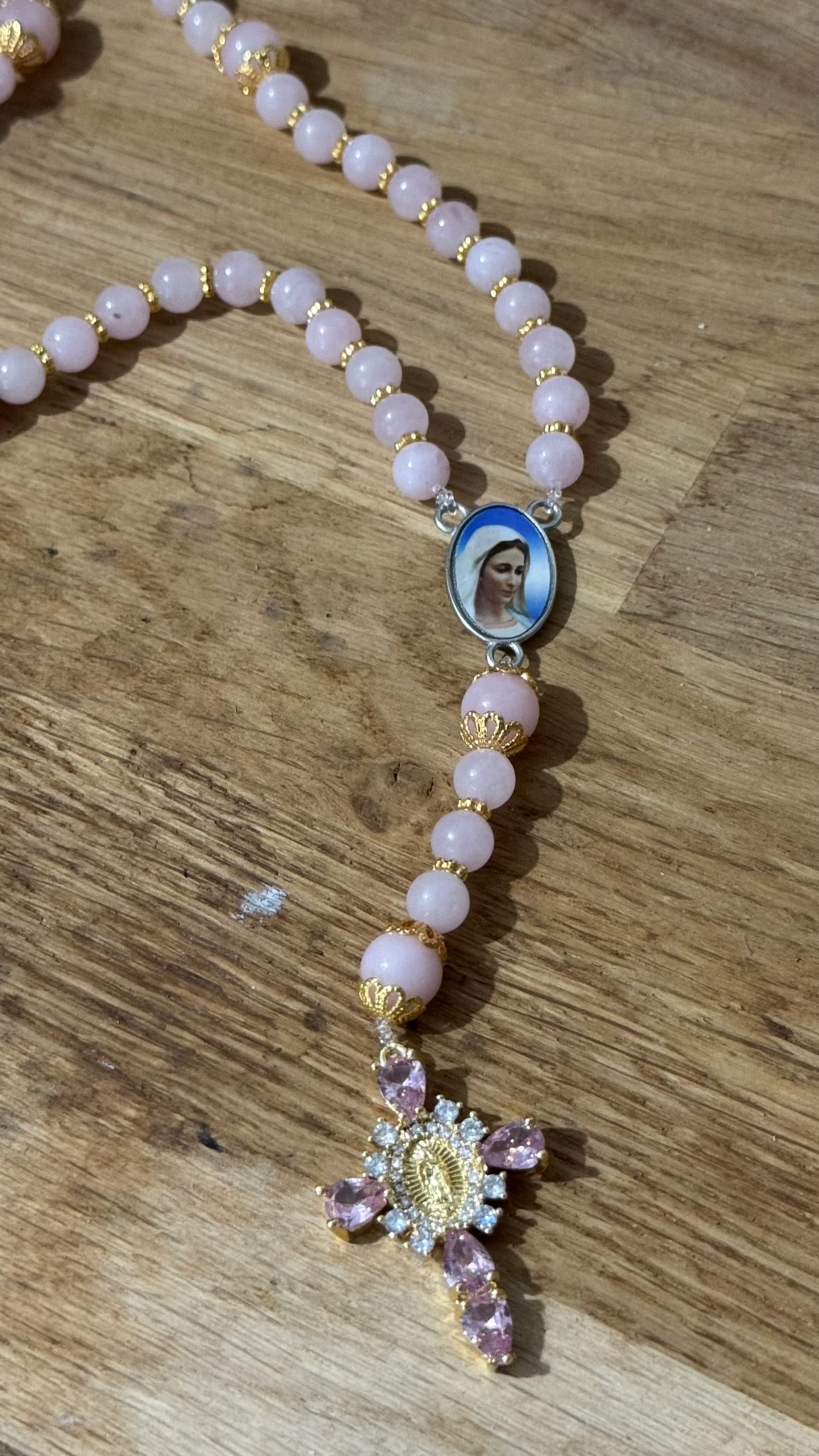 CHAPELET EN QUARTZ ROSE 💖