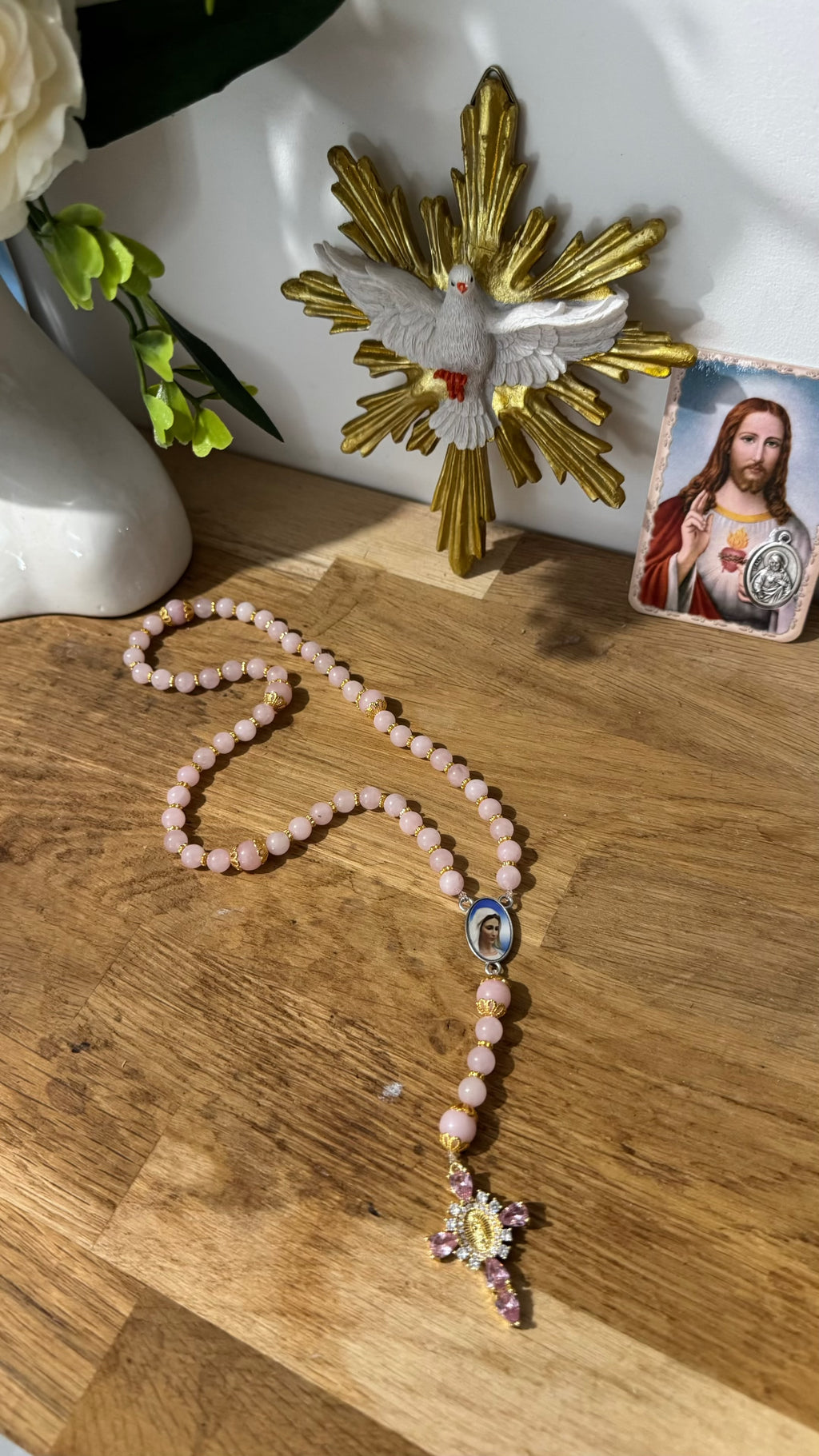 CHAPELET EN QUARTZ ROSE 💖