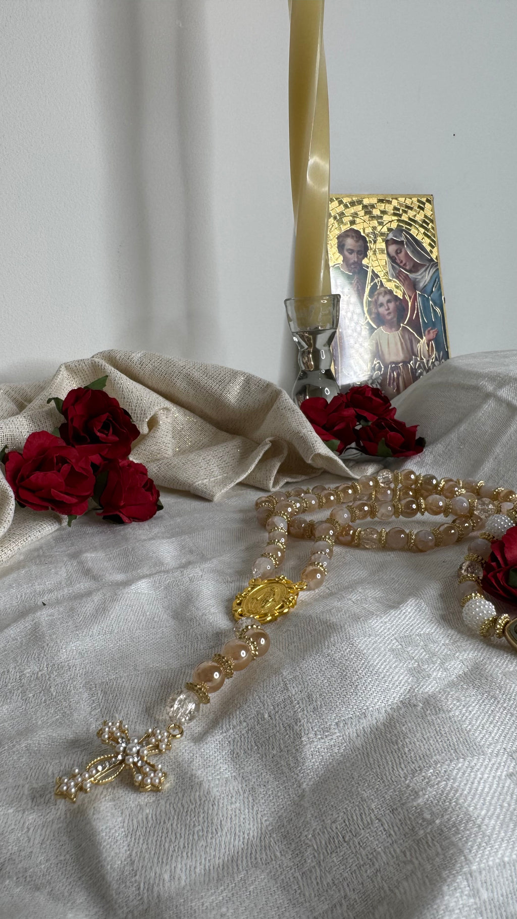 Chapelet Perles Beige Doré ⭐️