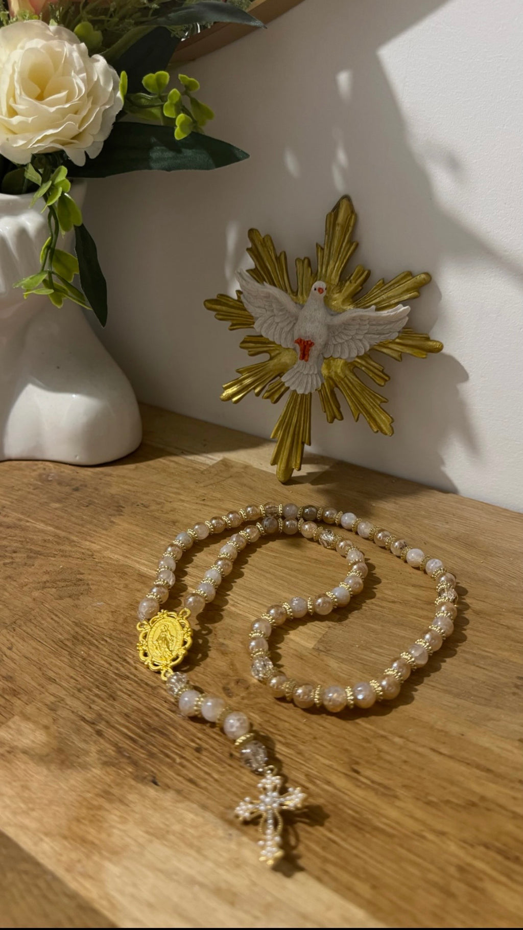 Chapelet Perles Beige Doré ⭐️