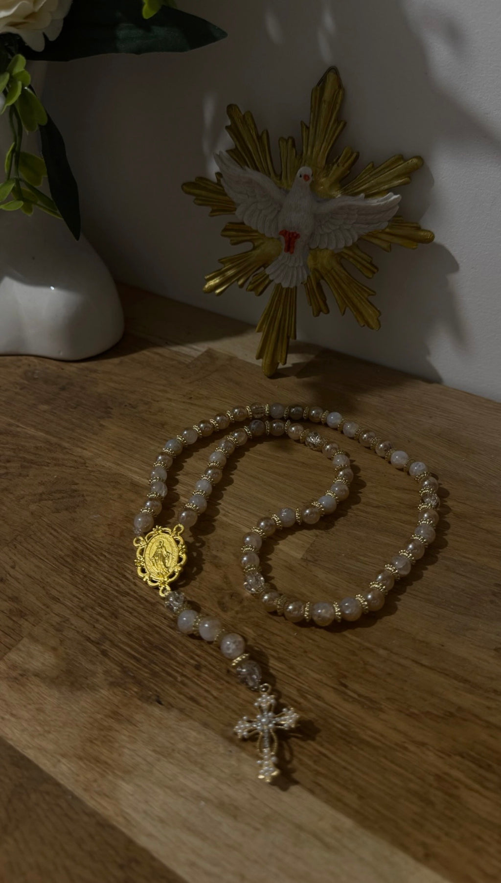 Chapelet Perles Beige Doré ⭐️