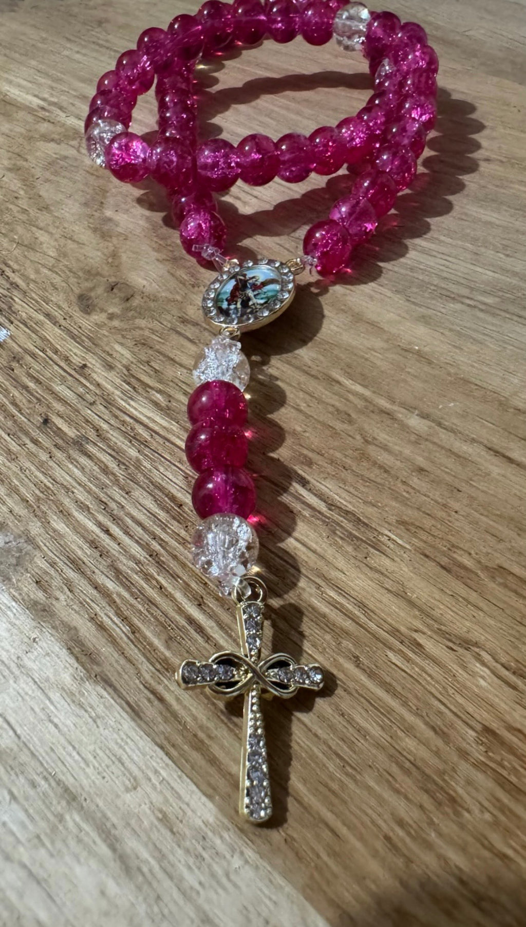 Chapelet Rose Fuchsia et Cristal 💕