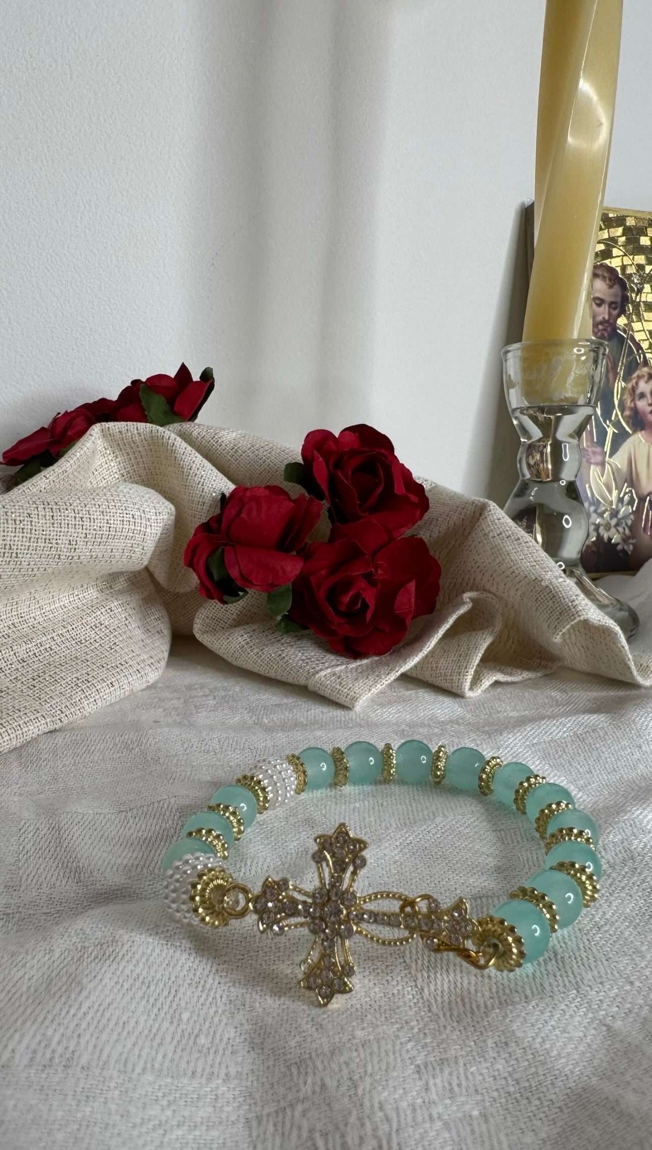 Dizainier Perles Vert Aigue-Marine